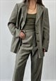 VINTAGE SUIT 90S GREEN ITALIAN WOOL SINGLE BREASTED XS/S