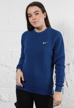 Vintage Nike Sweater in Blue with Tick Logo Medium