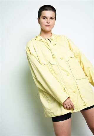 90'S RETRO THIN MIDSEASON PASTEL YELLOW JACKET PARKA