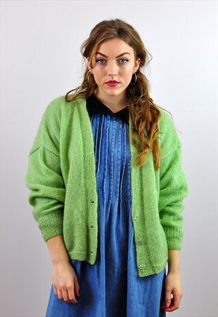 VINTAGE '80S GREEN MOHAIR CARDIGAN