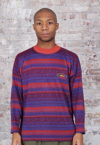 VINTAGE MISSONI LOGO STRIPED JUMPER PURPLE RED