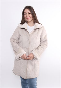 90s Penny lane coat, cute boho overcoat, vintage faux fur 