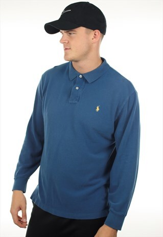 VINTAGE RALPH LAUREN SMALL LOGO LONG SLEEVE POLO SHIRT TOP