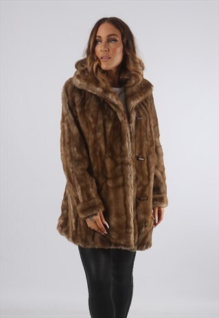 VINTAGE FAUX FUR COAT PREMIUM SHORT MID UK 12 M (93D)