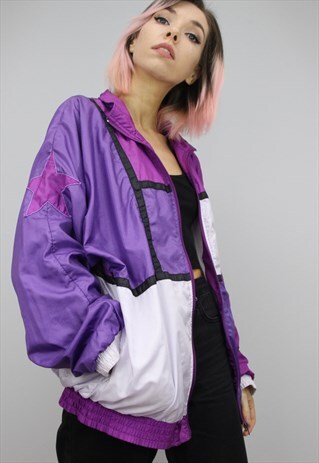 VINTAGE 80S/90S OVERSIZED COLOURFUL SHELL WINDBREAKER JACKET