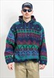 Vintage fleece hoodie in aztec pattern men size XL