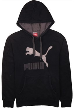 Vintage 90's Puma Hoodie Spellout Pullover Black Medium