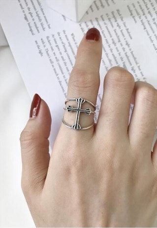 VINTAGE STYLE STERLING SILVER CROSS RING