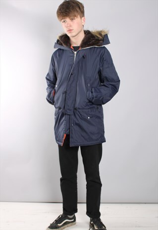 VINTAGE FAUX FUR LINED PARKA JACKET