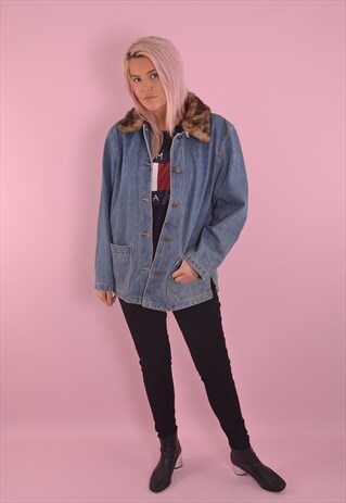 LEE FAUX FUR COLLAR DENIM JACKET GDF999