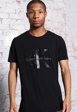 Vintage Calvin Klein Big Print Logo T-Shirt Black