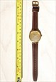 OMAX ALL-GOLD SLIM LEATHER WATCH