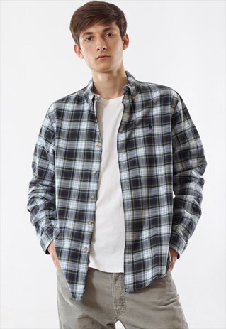 VINTAGE POLO RALPH LAUREN 90S GREEN BLUE PLAID CHECK