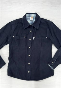 Shirt Jacket Navy Blue Cotton Long Sleeved 