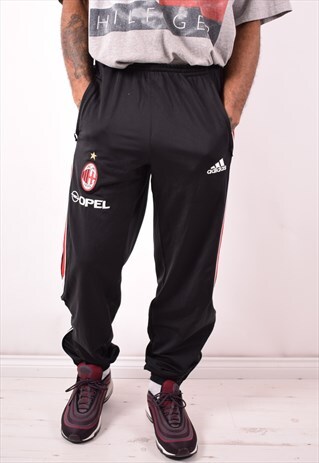 ADIDAS MENS VINTAGE TRACKSUIT TROUSERS LARGE BLACK 90S
