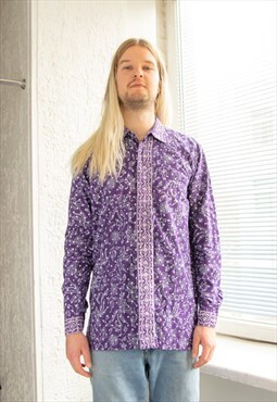 Vintage Rare 70's Purple Patterned Bohemian Shirt