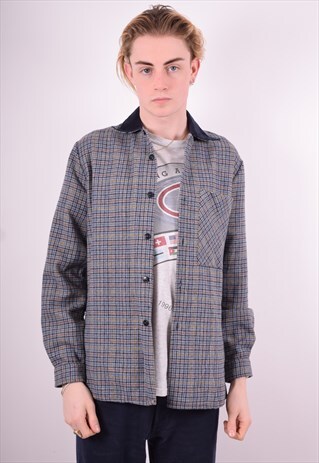 MENS VINTAGE FLANNEL SHIRT MEDIUM MULTI CHECK 90'S