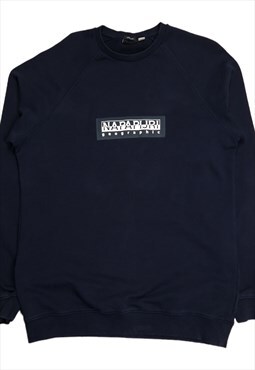 Men's Napapijri Spell Out Sweatshirt In Navy Size Medium