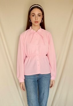 Vintage Revival 1960's Pastel Pink Polka Dot Blouse Shirt
