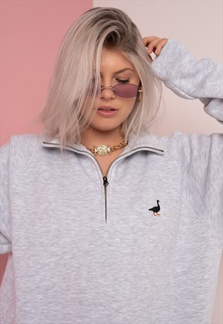G&G UNISEX ASH 1/4 ZIP SWEAT