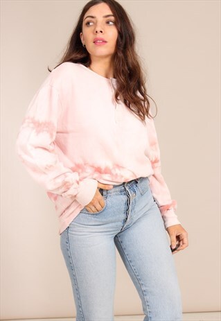 VINTAGE 90S OVERSIZED SWEATSHIRT IN PINK TIE DYE