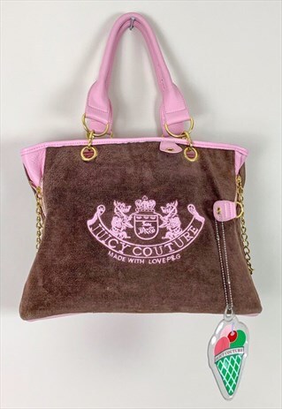 Y2k 90s Juicy Brown Pink Velvet Bag