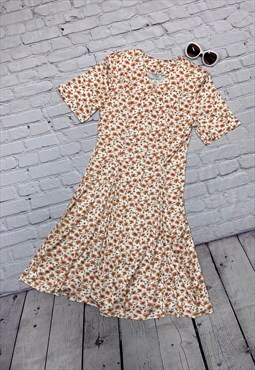 Vintage Floral Button Down Dress Size 10