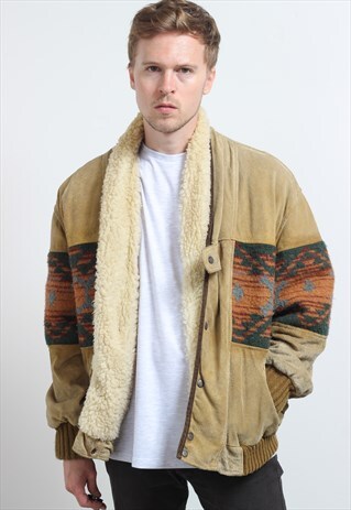 VINTAGE AZTEC FLEECE LINED FESTIVAL JACKET