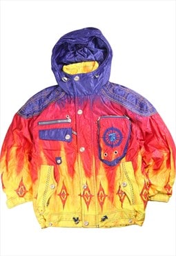 Vintage 90's Asics Puffer Jacket Rare Asics Skiwear Flame
