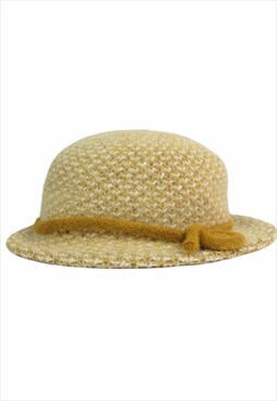 Vintage Cloche Hat 50s Mid-Century Mod Yellow & Cream