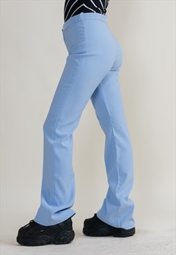 Vintage 90s Deadstock Blue Light Flare Women Trousers L