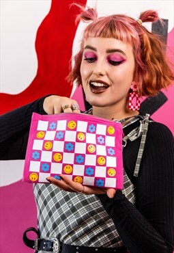 90's Checkerboard Makeup Bag