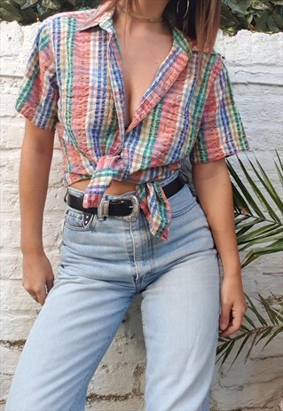 VINTAGE 80S CHECK COTTON SHIRT