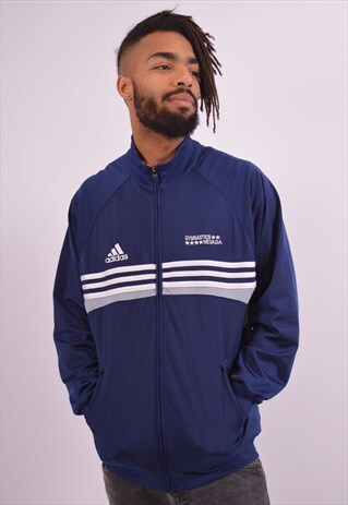 ADIDAS MENS VINTAGE TRACKSUIT TOP JACKET SMALL BLUE 90S