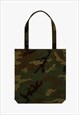 54 FLORAL CAMOUFLAGE COTTON SHOULDER TOTE BAG - GREEN