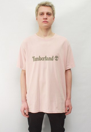 VINTAGE 90' CLASSIC COOL PASTEL PINK TIMBERLAND T-SHIRT