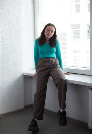 VINTAGE 80'S BROWN WIDE TROUSERS