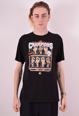 MAJESTIC MENS VINTAGE T-SHIRT TOP SMALL BLACK
