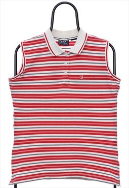 Vintage Fila Clubhouse Red Striped Polo Vest Womens