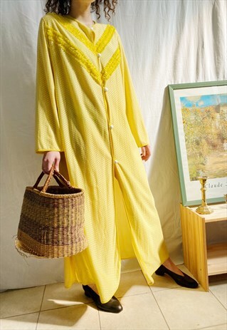 VINTAGE 60S CITRUS LUXE HAUTE BOHEME KAFTAN SLIP DRESS