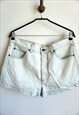 VINTAGE DENIM LIGHT BLUE SUMMER SHORTS JEAN WHITE