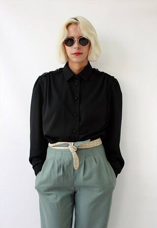 VINTAGE 90'S AMAZING ELEGANT CLASSIC BLACK SHIRT