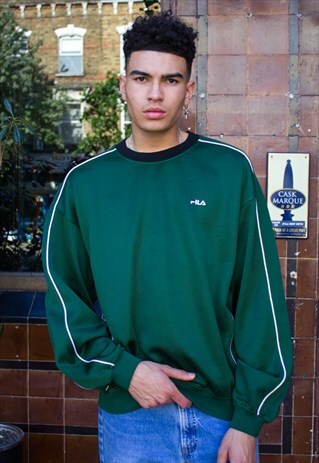 VINTAGE OVERSIZED FILA SPORTS SWEATSHIRT WITH LOGO IN GREEN
