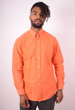 POLO RALPH LAUREN MENS VINTAGE SHIRT MEDIUM ORANGE 90S