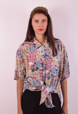 VINTAGE SILK FESTIVAL SHIRT SIZE L (473)