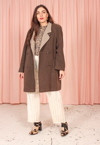 VINTAGE 80S WOOL COAT IN BROWN