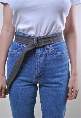 VINTAGE 90S D RING BELT, BROWN UNISEX BELT OVERSIZE UTILITY