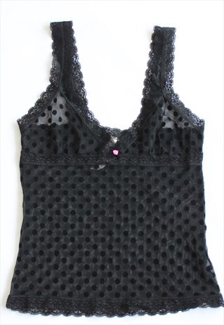 BLACK POLKA DOT MESH TOP