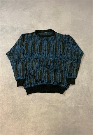 VINTAGE KNITTED JUMPER ABSTRACT PATTERNED KNIT SWEATER