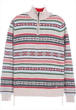 Nautica 90's Quarter Zip Knitted Patterend Jumper / Sweater 
